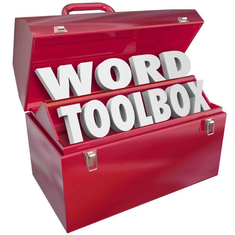 Red toolbox with letters that spell out ‘Word Toolbox’ inside