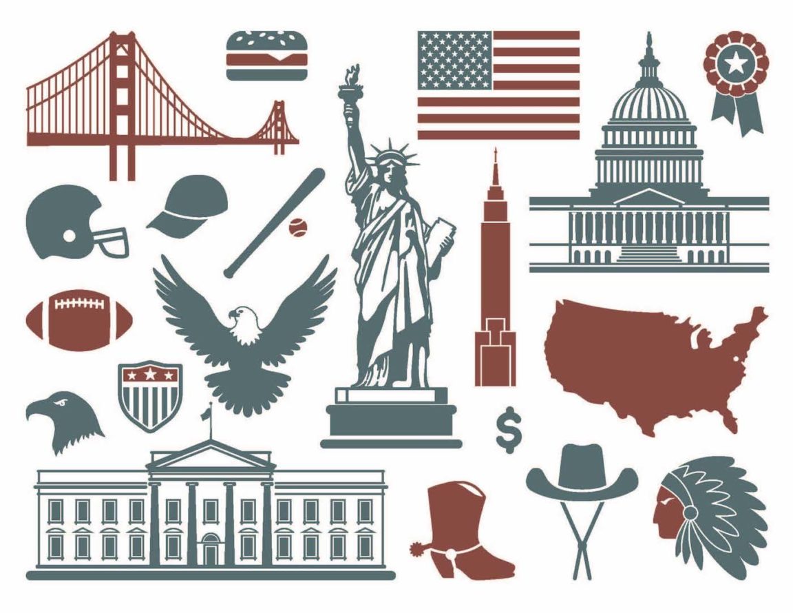 Icons of various American symbols