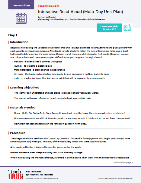 Interactive Read-Aloud (Multi-Day Unit Plan)-sm