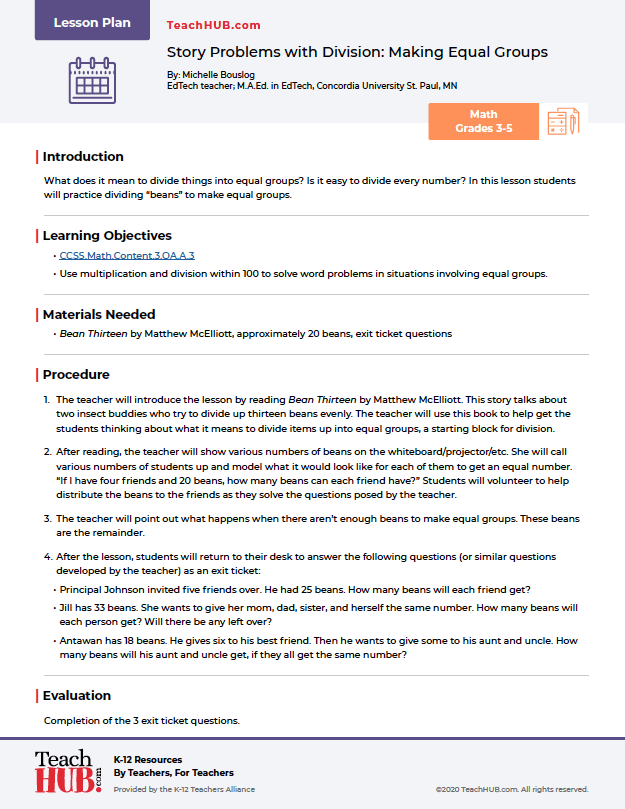 Story Problems with Division-Making Equal Groups-sm